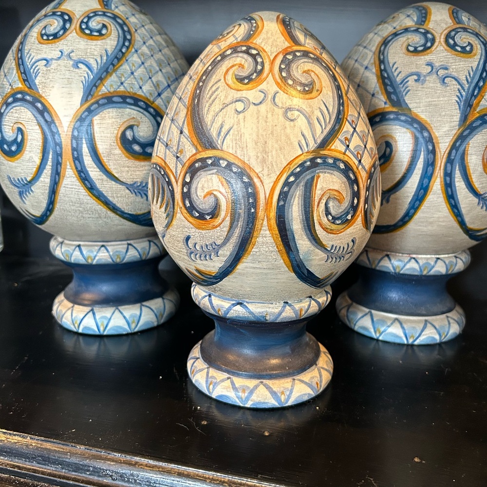 Decorative Blue and Orange Ceramic Orbs